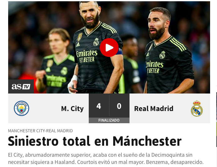 Báo chí châu Âu ngỡ ngàng khi Real thua sốc Man City - Bóng Đá