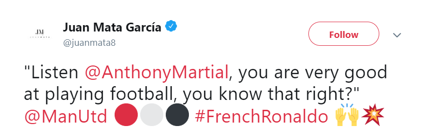 2. Mata tiết lộ biệt danh mới của Martial sau màn trình diễn siêu đẳng trước Fulham - Bóng Đá