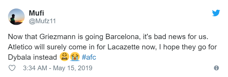 'Go get him' - Arsenal fans react to Antoine Griezmann confirming Atletico Madrid exit - Bóng Đá