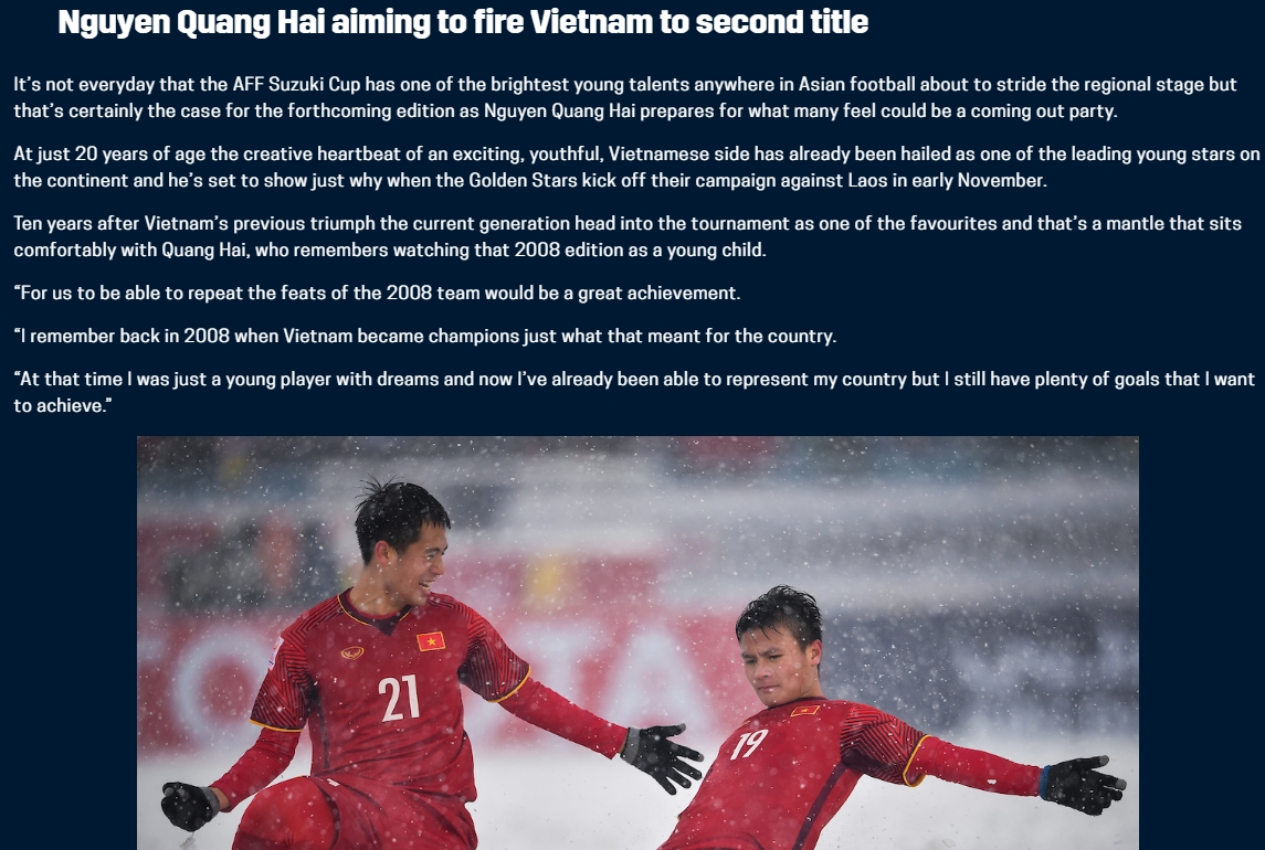 AFF Cup 2018: Quang Hải đánh giá cao Thái Lan nhưng tin Việt Nam vô địch - Bóng Đá