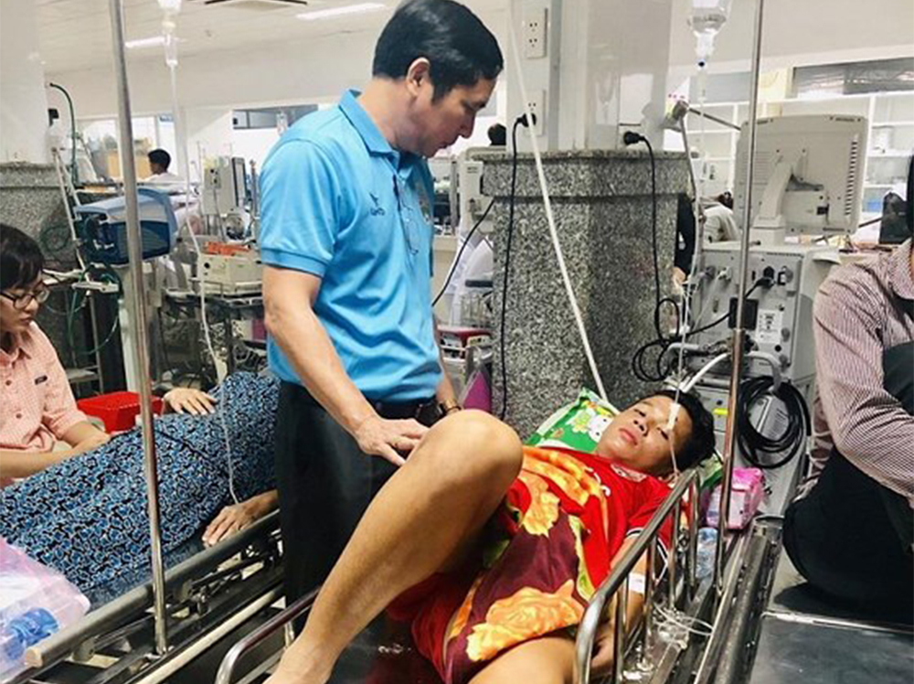 Thoát nuốt lưỡi, Thiện Đức bị lõm thái dương, theo dõi dư chấn vùng sọ não 