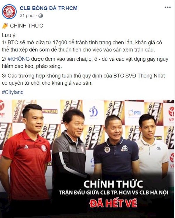 Cháy vé trận chung kết sớm V-League 2019: TP.HCM đấu Hà Nội FC - Bóng Đá