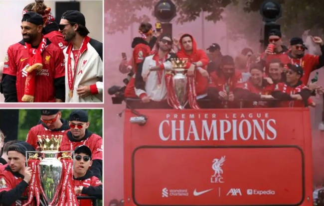 Hàng nghìn cổ động viên Liverpool đã nhuộm đỏ các con phố tại Merseyside để tham dự lễ diễu hành mừng chức vô địch Premier League cùng HLV Arne Slot và các cầu thủ. 