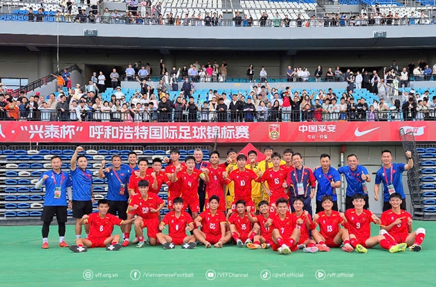 U16 Việt Nam đứng thứ 3 tại giải U16 quốc tế CFA Team China 2025. Ảnh: VFF.