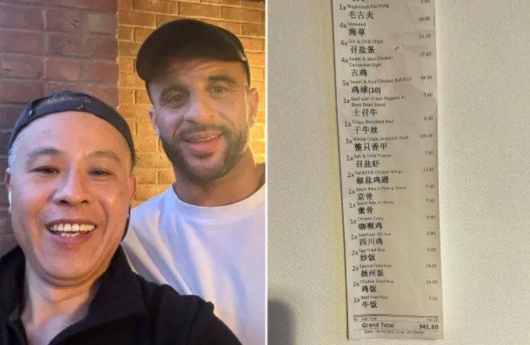 Kyle Walker khiến NHM xôn xao với tờ hóa đơn nhà hàng