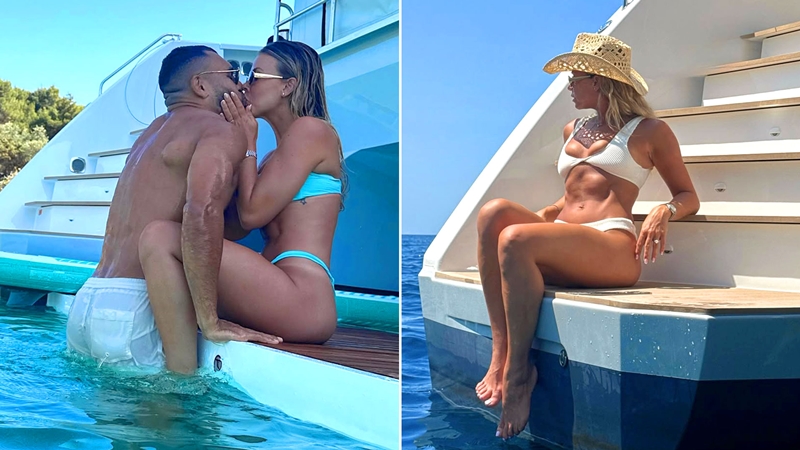 Hollie và hôn phu Joe Marchant thể hiện tình cảm.