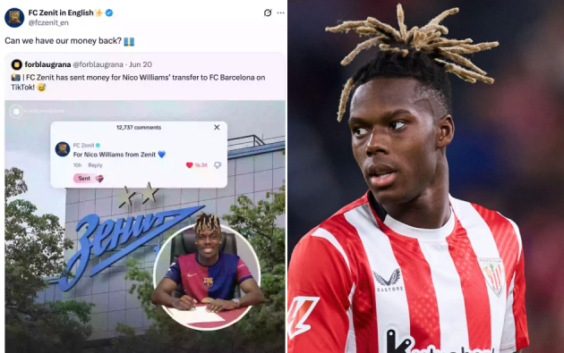 Vụ Nico Williams đổ bể, Zenit bất ngờ muốn Barcelona "trả lại tiền"