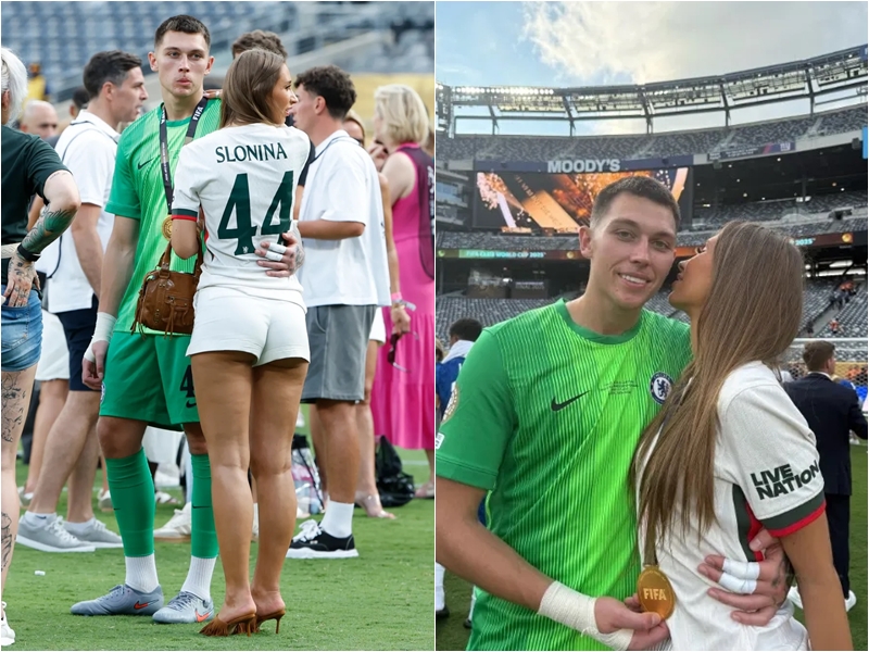 Gabriel Slonina và Amila Adna Adzemovic thể hiện tình cảm sau chức vô địch của Chelsea.