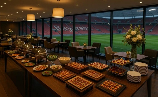 Khu VIP ở sân BayArena, có tích hợp nhà hàng và khách sạn.