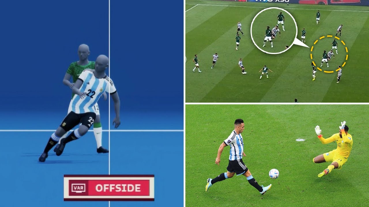 Tình huống bị bắt lỗi việt vị nổi tiếng của Lautaro Martinez ở World Cup 2022, khi tuyển Argentina thua đau 1-2 trước Saudi Arabia.