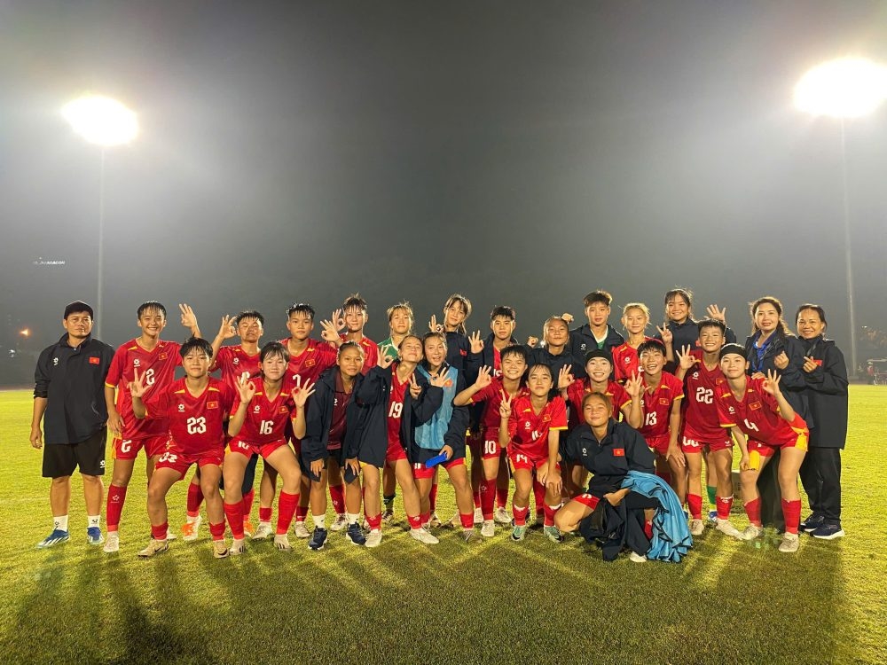U16 nữ Việt Nam khởi đầu thuận lợi tại giải U16 nữ Đông Nam Á 2025. Ảnh: VFF.