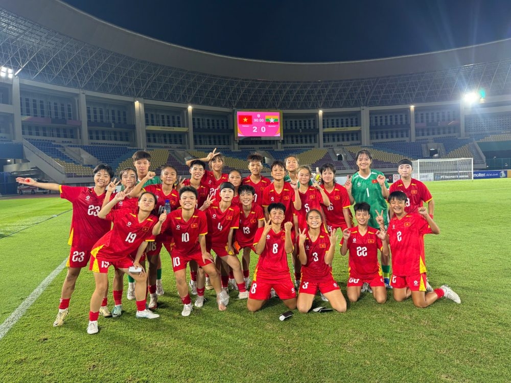 Ảnh bài viết U16 nữ Việt Nam vào bán kết giải Đông Nam Á 2025 với chiến thắng 2-0 trước Myanmar