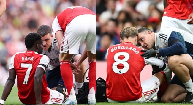 Saka và Odegaard dính chấn thương.