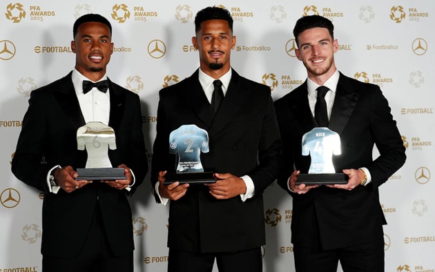 Saliba, Gabriel và Rice giúp Arsenal sở hữu hàng thủ vững chắc