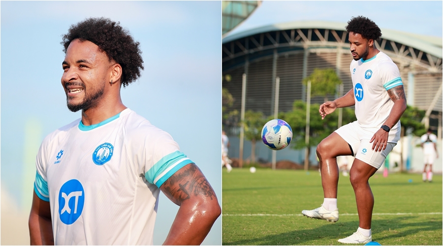 Xuân Son bắt đầu tập luyện với bóng tại CLB Nam Định. Ảnh: Nam Định FC.