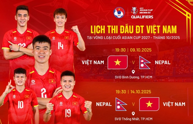 Lịch thi đấu tháng 10 của tuyển Việt Nam tại vòng loại Asian Cup 2027 - kubet777