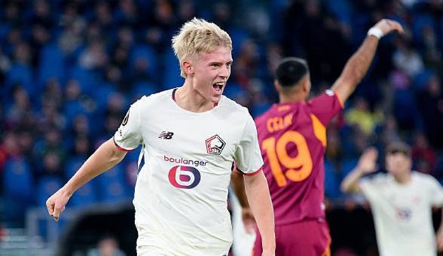 Hakon Arnar Haraldsson ghi bàn giúp Lille đánh bại AS Roma.