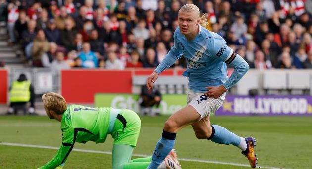 Haaland ghi bàn giúp Man City hạ Brentford.