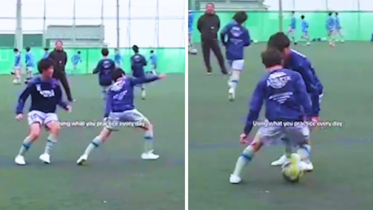 Hình ảnh trong đoạn video hàng triệu người xem về bóng đá trường học Nhật Bản.