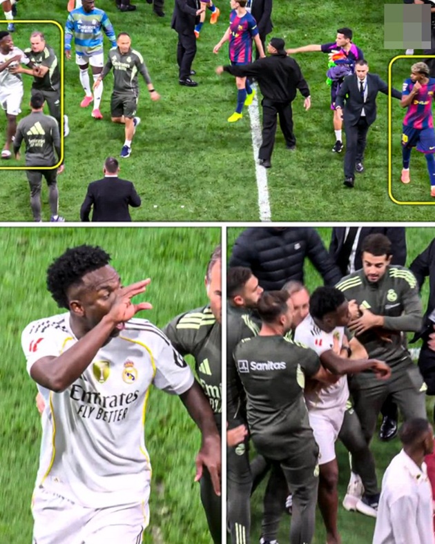 Vinicius tiếp tục khiêu khích Yamal vào cuối trận.