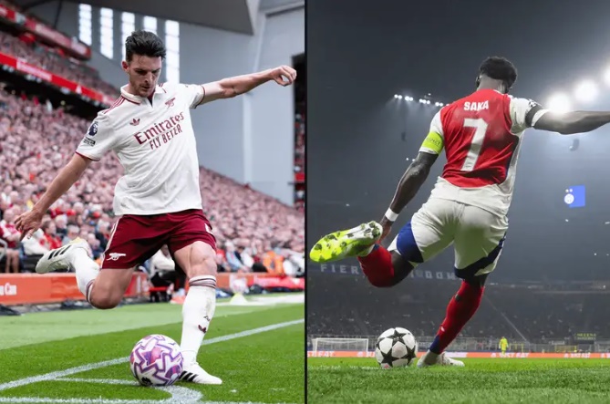 Saka và Rice mang đến những quả phạt góc cực kỳ nguy hiểm.