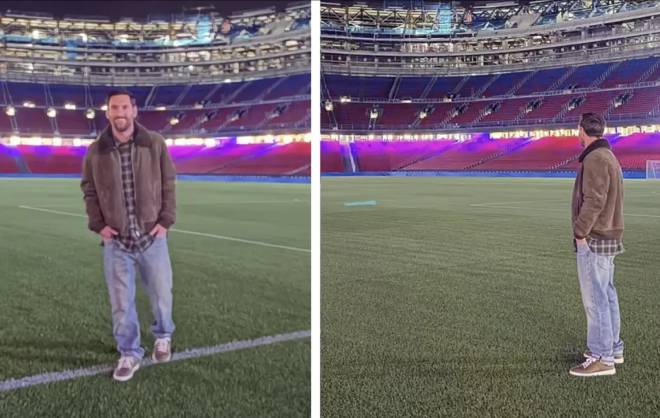 Messi xúc động trong lần trở lại Nou Camp với diện mạo mới.