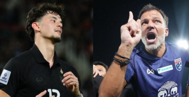 Jude Soonsup-Bell được HLV Thái Lan bảo vệ khi đá hỏng 11m.