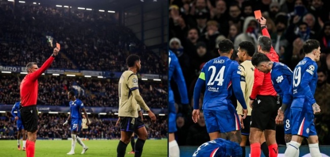 Araujo nhận thẻ đỏ rời sân.