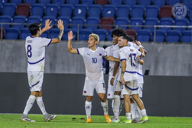 U22 Philippines giành chiến thắng trong trận ra quân SEA Games 33 trước U22 Myanmar. Ảnh: PFF