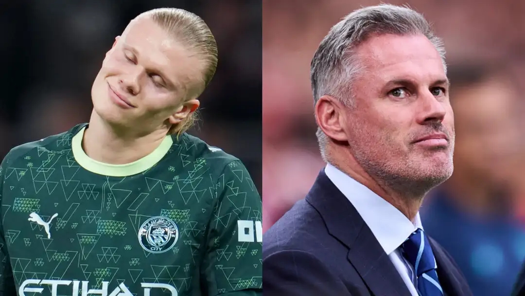 Erling Haaland liên tục chọc ngoáy Jamie Carragher trên sóng truyền hình.