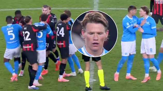 Ảnh bài viết Siêu cúp Ý: McTominay nổi giận với Tomori khi Napoli hạ AC Milan