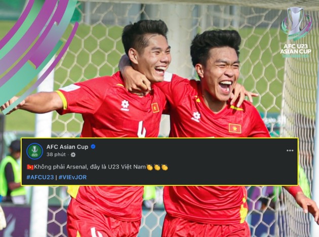 Fanpage AFC Asian Cup v&iacute; U23 Việt Nam đ&aacute; như Arsenal.