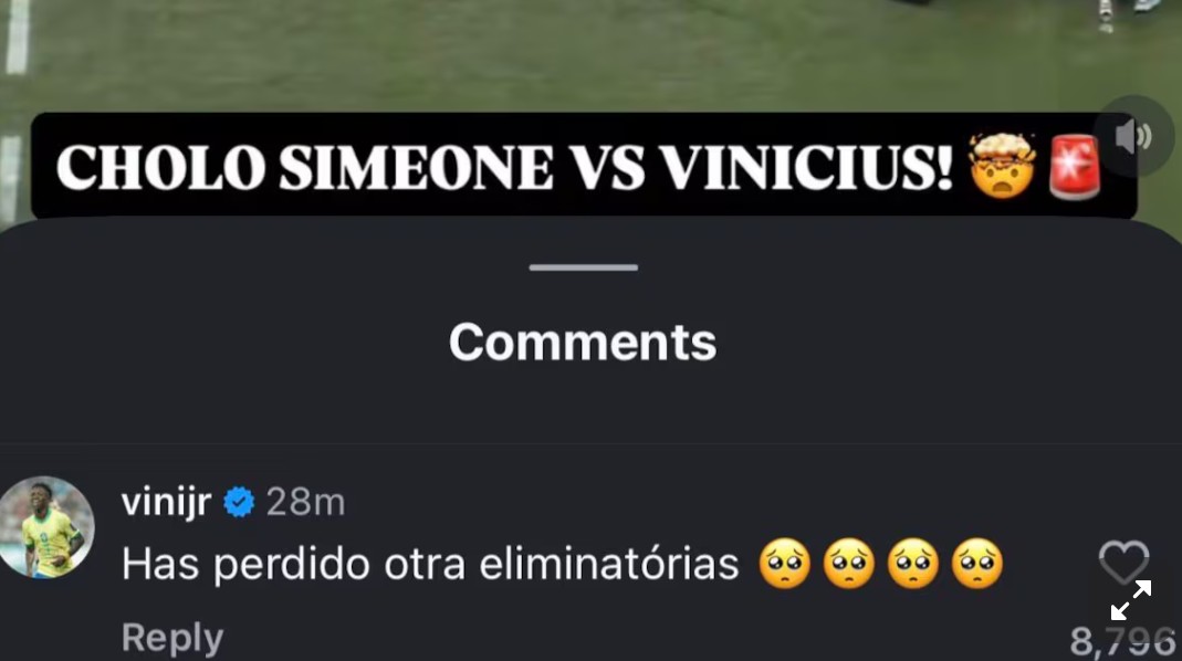 Vinicius đ&aacute;p trả tr&ecirc;n MXH.