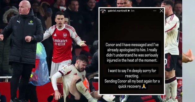 Martinelli hối hận v&igrave; đẩy ng&atilde; Conor Bradley.