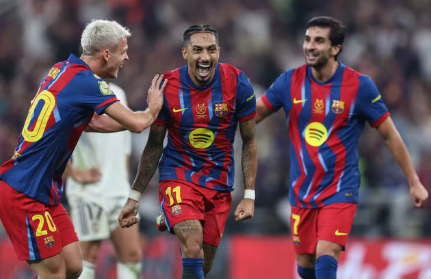Ảnh bài viết Raphinha tỏa sáng, Barca hạ Real đoạt Siêu cúp Tây Ban Nha