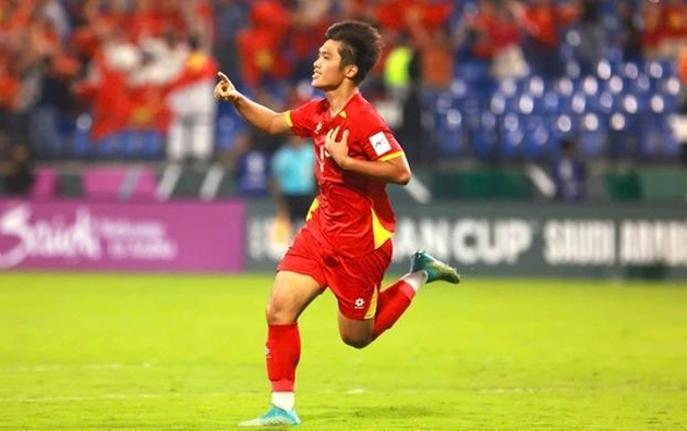 Nguyễn Quốc Việt ghi b&agrave;n trong trận đấu với U23 H&agrave;n Quốc.