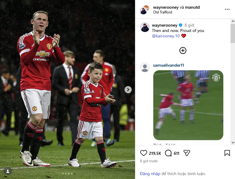 Bài đăng của Wayne Rooney. Ảnh chụp màn hình.
