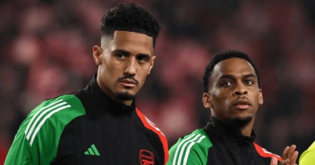 Ảnh bài viết Saliba và Timber lỡ buổi tập của Arsenal trước Champions League