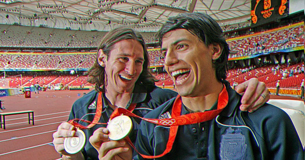 Messi v&ocirc; địch Thế vận hội năm 2008.