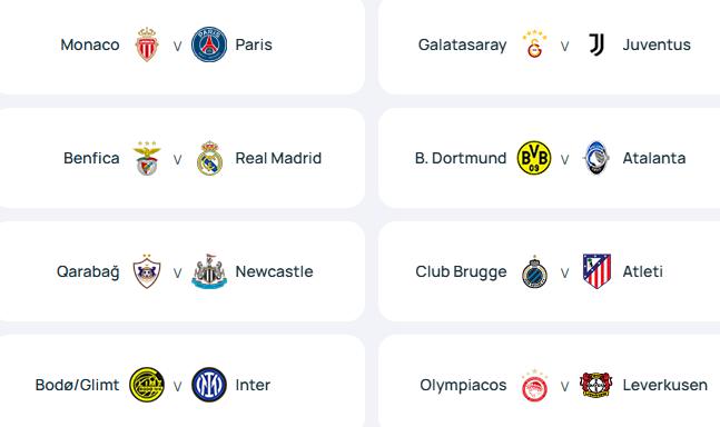 Các cặp đấu của vòng play-off Champions League.