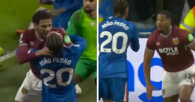 Ảnh bài viết Hỗn chiến phút 90+7, Todibo bóp cổ Joao Pedro