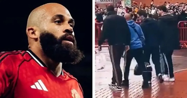 Mbeumo tập tễnh rời Old Trafford.