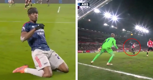 Madueke có pha đánh đầu đẹp mắt, mở tỷ số cho Arsenal.