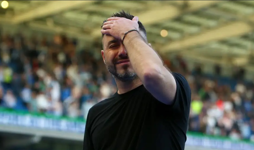 De Zerbi không thể kiểm chế được cảm xúc của mình.