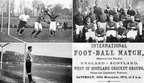 Trận đấu ch&iacute;nh thức đầu ti&ecirc;n trong lịch sử b&oacute;ng đ&aacute; thế giới giữa Anh v&agrave; Scotland.