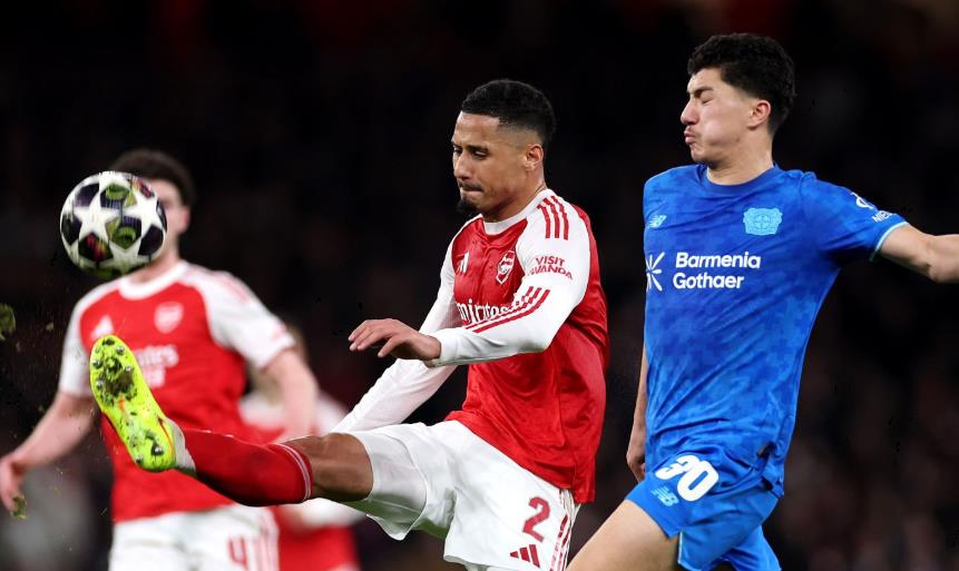 William Saliba (8 điểm): Đối ph&oacute; với Christian Kofane tốt hơn nhiều so với trận lượt đi v&agrave; tỏ ra b&igrave;nh tĩnh trong phần lớn thời gian trận đấu.