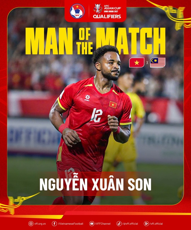 Xu&acirc;n Son l&agrave; Cầu thủ xuất sắc nhất trận.