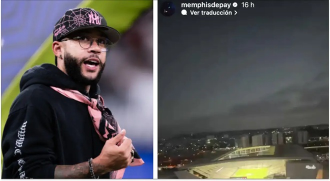 Depay đ&atilde; di chuyển bằng trực thăng đến s&acirc;n.