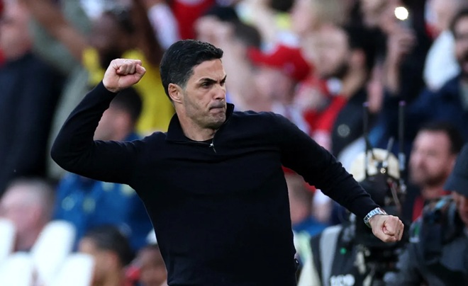 Mikel Arteta đã ăn mừng cuồng nhiệt sau khi đội nhà thắng nhọc.