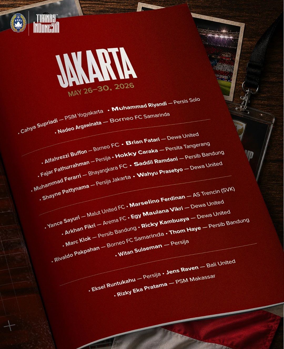 Danh sách các cầu thủ Indonesia được triệu tập.